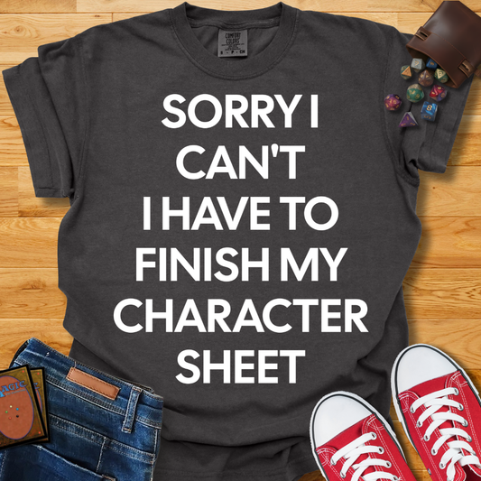 Finish Character Sheet  Shirt