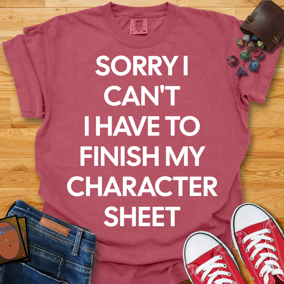 Finish Character Sheet  Shirt